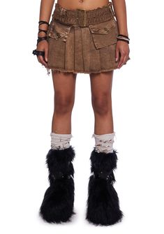 base|brown Rainbow Platforms, Waitress Costume, Current Mood Clothing, Cloud Rainbow, Halloween Dolls, Layered Mini Skirt, Outfit References, Distressed Skirt, Pride Outfit