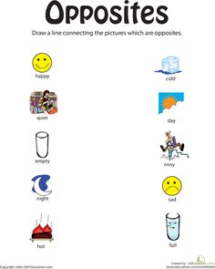 Opposites Preschool, Opposites Worksheet, Nursery Worksheets, Activity Workbook, Preschool Reading, Opposite Words, Printables Free Kids, Kindergarten Resources