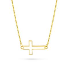 Faith and fashion combine in this white enamel sideways cross necklace. 14K gold The sideways cross centerpiece shines with white enamel 16.0- to 18.0-inch adjustable cable chain necklace; lobster claw clasp Sideways Cross Necklace, Cross Necklace Sideways, Cable Chain Necklace, White Enamel, Cable Chain, Lobster Claw, Cross Necklace, Chain Necklace, Cable