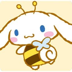 a cute little bunny holding a bee