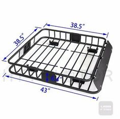 an image of a metal bed frame for a car or truck with measurements on it