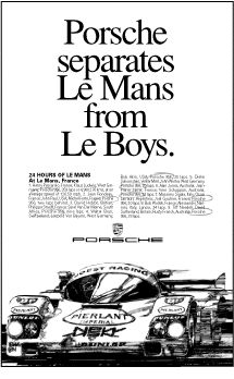 an advertisement for the porsche le mans from le boys