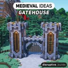 the medieval gatehouse pro is shown in this minecraft video game image with text overlay that reads, medieval gatehouse pro