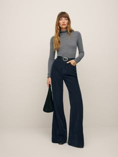 Penney High Rise Relaxed Flare Corduroy Pants Flare Corduroy Pants, Corduroy Flare Pants, Sustainable Denim, Fitted Turtleneck, Flare Trousers, Denim Flares, Professional Outfits, Office Outfits