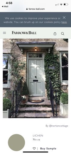 the front door of a house with stairs leading up to it and an email message below