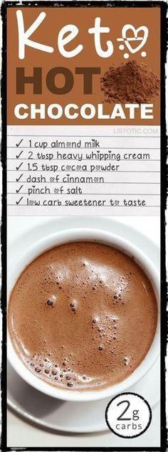 the label for keto hot chocolate is shown on a white plate and brown background