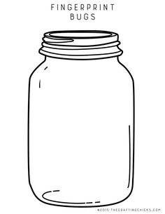 a black and white drawing of a mason jar with the words fingerprint bugs on it