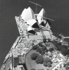 an aerial view of the sydney opera house under construction