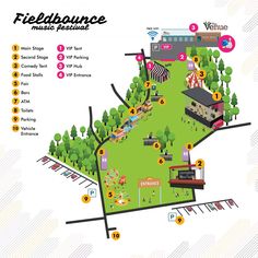 a map of the park with many locations to go and what to see in it