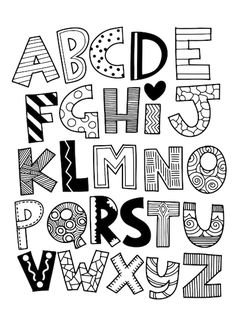 hand drawn alphabet letters on lined paper