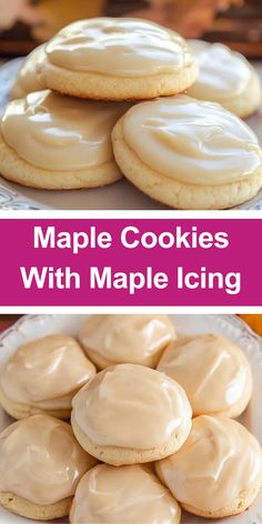 Maple Dessert Recipes, Fluffy Cookies, Maple Desserts, Maple Icing, Maple Cookies, Roasted Pecans, Christmas Recipe, Sugar Cookie Frosting, Soft Sugar Cookies