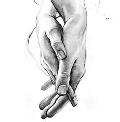 a black and white drawing of two hands holding each other