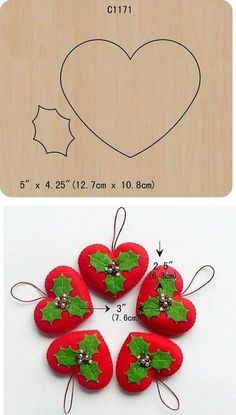 christmas decorations are shown with measurements for each ornament to be made out of wood