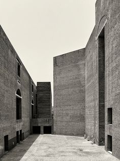 black and white photograph of an empty courtyard