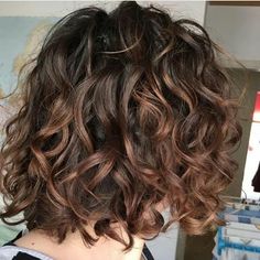 Short Curly Hair Styles, Colored Curly Hair, Brown Highlights, Permed Hairstyles