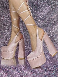 Light Pink Heels, Evening Style, Lace Up High Heels