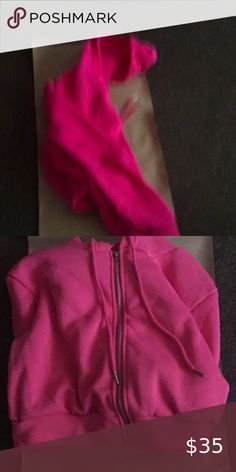 Hot Pink Crop hoodie Pink Cropped Hoodie, Shein Jackets, Crop Hoodie, Cropped Hoodie, Hot Pink, Sweatshirts