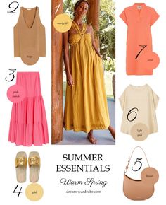 Summer Shopping Guide for the Spring Color Types – Dream Wardrobe Bright Spring Lipstick, True Spring Color Palette Outfits, Bright Spring Wardrobe, Bright Spring Makeup, Warm Spring Makeup, True Spring Makeup