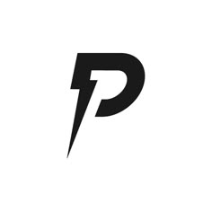 the letter p is made up of black letters with lightning bolt on it's side