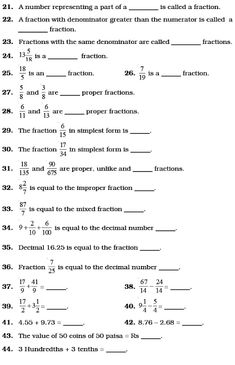 worksheet for fraction numbers and fractions with answer sheet in english or spanish