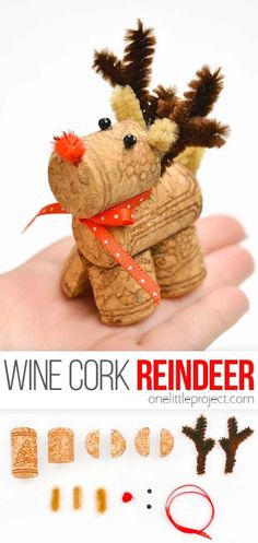 This wine cork reindeer is SO CUTE! It's such a great craft for Christmas and winter, and both kids and adults will love how easy this classic Christmas craft is to make. And all you need are some wine corks and a few simple craft supplies. Such an adorable Rudolph ornament idea! Wine Cork Reindeer, Cork Reindeer, Reindeer Craft, Christmas Crafts For Adults, Christmas Arts And Crafts, Handmade Christmas Crafts, Christmas Crafts To Make, Winter Crafts For Kids, Wine Corks