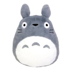 a gray and white totoro stuffed animal