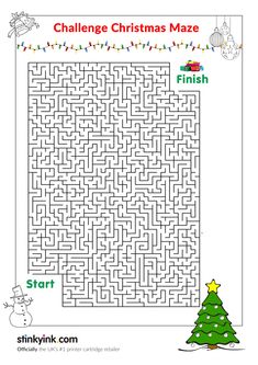 a christmas maze for kids to help them find the right way out of the tree