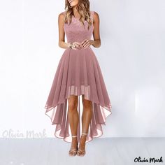 Olivia Mark - Cutout Waist Chiffon Evening Gown with Lace Overlay Moda Casual Chic, Long Chiffon Skirt, Sleeveless Chiffon Dress, Robes D'occasion, Evening Mini Dresses, Prom After Party, Summer Dress Women, Women Lace Dress, 2025 Trends