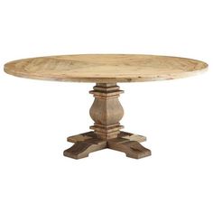 a round wooden table with two pedestals on each side and an oval wood top