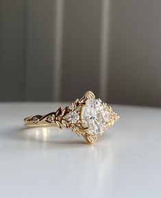 a close up of a ring on a table