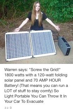 a woman sitting on the ground next to two solar panels with her arms out and hands outstretched