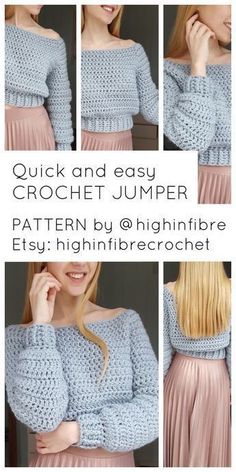 the crochet jumper pattern is easy to make and looks great on any woman