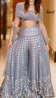 Plazo Dress Designs Latest Style, Plazo Lehenga Design, Indian Skirts And Tops, Indo Western For Sangeet For Women, Sarara Design Latest Party Wear, Indian Party Wear Dresses Latest, Latest Trendy Dresses Indian, Sarara Design Latest, Indowestern Outfits Wedding Women