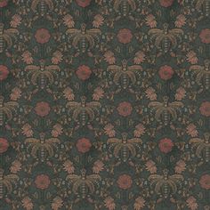 an ornate wallpaper with many different colors and designs on the surface, including flowers