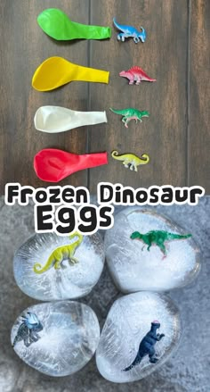 frozen dinosaur eggs are sitting on top of ice