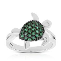 This adorable turtle has a sparkling shell formed by black rhodium detailed settings with pavé set emeralds to bring a little ocean life to your everyday.
 Part of the Under The Sea Collection by Lisa Bridge, reminders of the beauty that exists in the mysterious depths and wondrous waters of our planet. Lose A Stone, Turtle Ring, Turtle Jewelry, Green Rings, Wedding Anniversary Rings, Black Rhodium, Ring Fit, Perfect Engagement Ring, Ocean Life