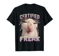 PRICES MAY VARY. Cat Meme Certified Freak Eat Cement Cursed Cat Funny, Cat shirts for women, cat lover for men, womens cat tshirt, cat t shirts, cat tee shirts for women, cotton cat shirt, cat shirt for cats, t shirts with cats for women, cat women tee, cat t-shirt Women Girl Cat Meme Certified Freak Funny Saying, cosmic cat tshirt, cat love shirt, cat shirts for men funny, big cats shirt, mens cat shirt, best friend cat shirts, cat tshirts for woman, women's cat t shirts, t shirts with cats for Cursed Cat, Pet Humor, Sarcastic Stickers, Funny Cat Meme, Inappropriate Memes, Back To School Gifts For Teachers, Cats Shirt, Teachers Gifts, Friends Gifts