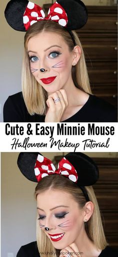 Check out my Easy Minnie Mouse Makeup & DIY Minnie Mouse Halloween Costume for a cute, girly, and simple last-minute Halloween costume for women! This cute Minnie Mouse Makeup look and costume is super simple to create with everyday, drugstore makeup products and products you can find on Amazon. #minniemousecostume #minniemousemakeup #halloweenmakeup #halloweencostume Diy Minnie Mouse Makeup, Minnie Mouse Makeup For Women, Mouse Makeup Halloween, Mice Makeup Halloween, Minnie Mouse Makeup Ideas, Minnie Mouse Face Painting, Mouse Face Paint, Minnie Mouse Costume Diy, Minnie Mouse Makeup