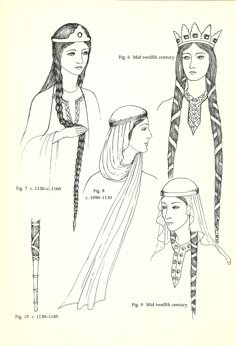 three women with long braids and headdress, one wearing a tiara