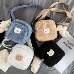 Super cute teddy bear handbag! Perfect for kids and adults who are looking to elevate their fashion and look cute everywhere! You cannot go wrong with 4 different colors to choose from and a teddy charm! Get them now!! Zipper Purse, Plush Bags, Crossbody Bag Women, Mobile Phone Bag, Cute Bear, Bear Print, Small Purse, Purse Pouch, Bear Plush