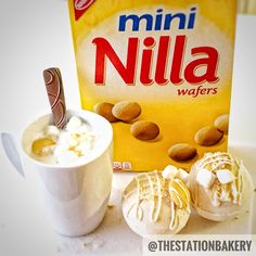 a box of nilla wafers next to some ice cream