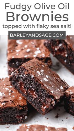 chocolate fudge olive oil brownies with flaky sea salt