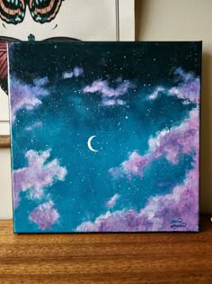 an acrylic painting of the night sky