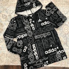 Black And White Adidas Sweatshirt With Hood, Size M (10/12), Nwt. N6-2 Black And White Adidas, Adidas Sweatshirt, Adidas Hoodie, Adidas Shirt, Adidas Black, White Adidas, Colorful Hoodies, Black Adidas, Kids Shirts