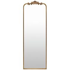 an ornate gold framed mirror against a white background