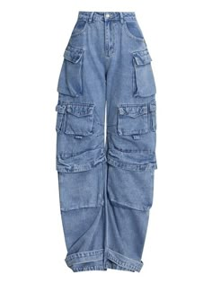 Celana Kargo, Denim Decor, Denim Cargo Pants, Casual Wide Leg Pants, Denim Patterns, Urban Street Style, Loose Jeans, Pantalon Large, Cargo Jeans