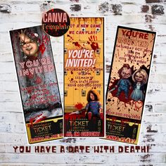 Chucky Movies, Film Party, Admit One Ticket, Motto Party