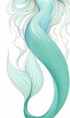 a drawing of a mermaid with long hair