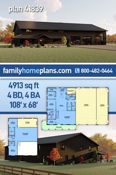 two story house plan with 4 bd, 4 ba and 8'x8 '