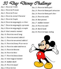 a mickey mouse poem with the words 30 day disney challenge